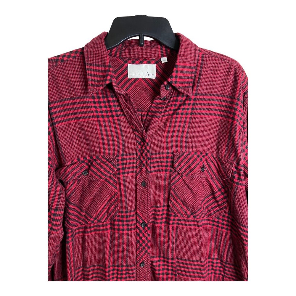 Ariztia Wilfred Free red flannel shirt dress button front‎ large - Picture 8 of 10